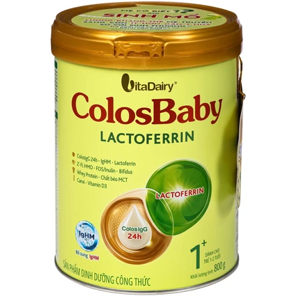 Sữa hỗ trợ tăng đề kháng cho trẻ 1-2 tuổi Colosbaby Lactoferrin 1+ Vitadairy (800g)