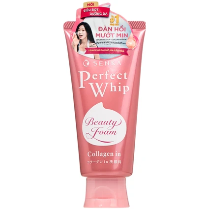 Sữa rửa mặt tạo bọt Senka Perfect Whip Collagen In FA làm sạch, săn chắc và dưỡng ẩm da (120g)