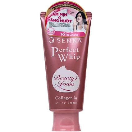 Sữa rửa mặt tạo bọt Senka Perfect Whip Collagen In FA làm sạch, săn chắc và dưỡng ẩm da (120g)