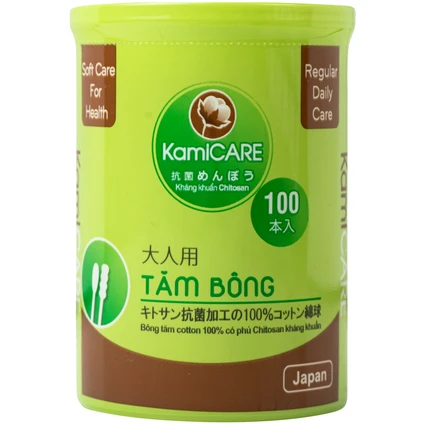 Tăm bông KamiCare vệ sinh tai, mũi, vết thương (Hộp 100 que)