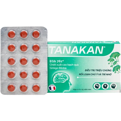 Thuốc Tanakan điều trị triệu chứng rối loạn nhận thức, rối loạn chú ý và trí nhớ (2 vỉ x 15 viên)