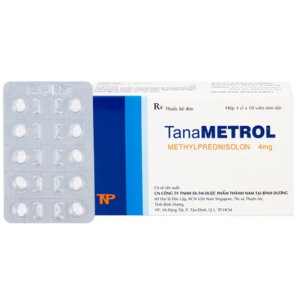 Viên nén TanaMetrol 4mg Thành Nam chống viêm và điều trị viêm khớp dạng thấp, lupus ban đỏ (3 vỉ x 10 viên)