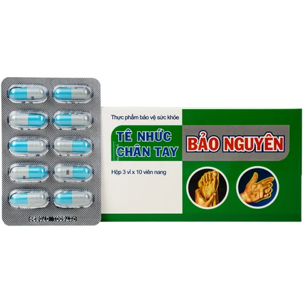 Viên uống hỗ trợ giảm tê nhức chân tay, đau mỏi vai gáy, tăng cường lưu thông khí huyết Tê Nhức Chân Tay Bảo Nguyên (3 vỉ x 10 viên)