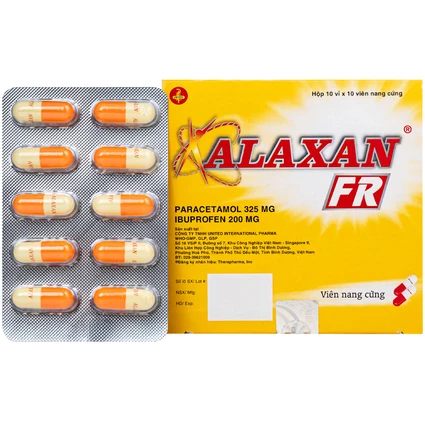 Thuốc Alaxan FR United giảm đau nhanh các cơn đau đầu, đau cơ xương khớp, đau răng và hạ sốt (10 vỉ x 10 viên)