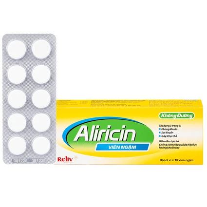 Thuốc Aricicin Reliv điều trị viêm họng, viêm amidan, viêm miệng, viêm hầu (2 vỉ x 10 viên)