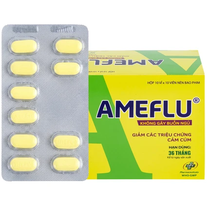 Thuốc Ameflu Không Gây Buồn Ngủ OPV điều trị các triệu chứng cảm lạnh và cảm cúm (10 vỉ x 10 viên)