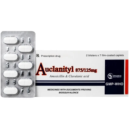 Thuốc  Auclanityl 875/125mg Tipharco điều trị nhiễm khuẩn (2 vỉ x 7 viên)