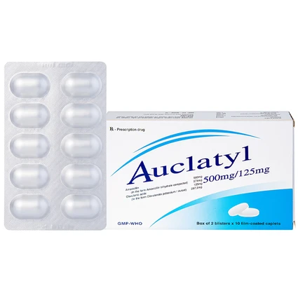 Thuốc Auclatyl 500mg/125mg Tipharco điều trị nhiễm khuẩn (2 vỉ x 10 viên)