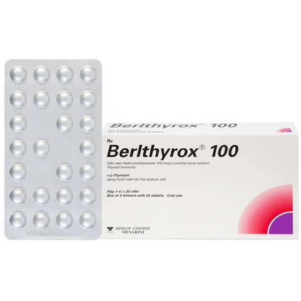 Thuốc Berlthyrox 100 Menarini điều trị thiểu năng tuyến giáp (4 vỉ x 25 viên)