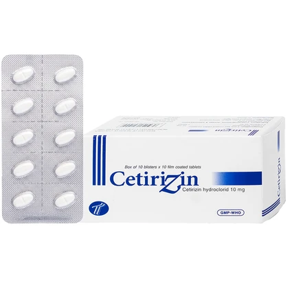 Thuốc Cetirizin 10mg Trường Thọ trị ngứa ngoài da do dị ứng (10 vỉ x 10 viên)