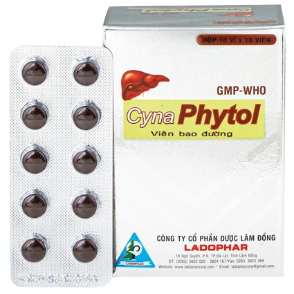 Thuốc Cynaphytol Ladophar Giải độc gan, thông mật, lợi tiểu, nhuận tràng (10 vỉ x 10 viên)