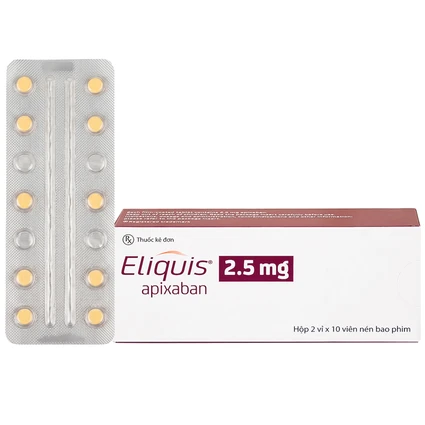 Thuốc Eliquis 2.5mg Pfizer giúp phòng ngừa biến cố thuyên tắc huyết khối tĩnh mạch (2 vỉ x 10 viên)