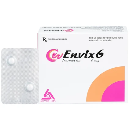 Thuốc Envix 6 Meyer - BPC điều trị giun chỉ Onchocerca, giun lươn ở ruột (2 vỉ x 2 viên)