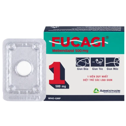 Thuốc Fucagi 500mg Agimexpharm điều trị nhiễm một hoặc nhiều loại giun đường ruột (1 viên)