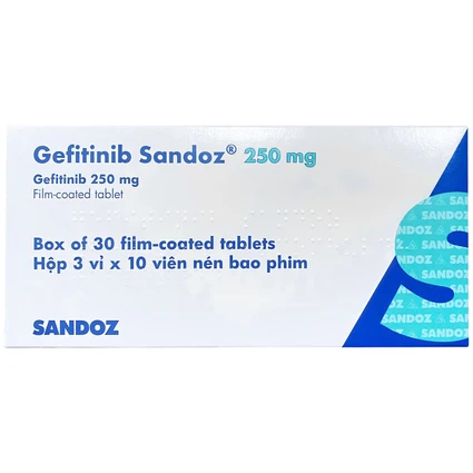 Thuốc Gefitinib 250mg Sandoz hỗ trợ điều trị ung thư phổi (3 vỉ x 10 viên)