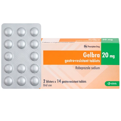 Thuốc Gelbra 20mg KRKA điều trị các bệnh về dạ dày-tá tràng và trào ngược (2 vỉ x 14 viên)