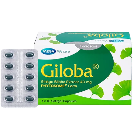 Thuốc Giloba 40mg MEGA We care điều trị suy tuần hoàn não (3 vỉ x 10 viên)