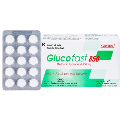 Thuốc Glucofast 850 Mebiphar điều trị tiểu đường típ 2 (4 vỉ x 15 viên)