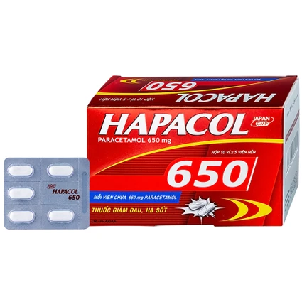 Thuốc Hapacol 650 DHG giảm đau, hạ sốt (10 vỉ x 5 viên)