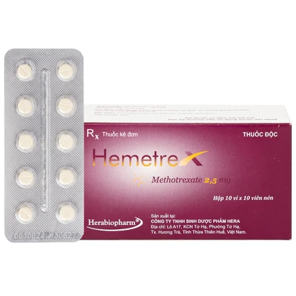 Thuốc Hemetrex 2,5mg Herabiopharm điều trị viêm khớp dạng thấp nặng (10 vỉ x 10 viên)
