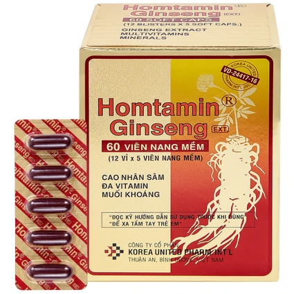 Thuốc Homtamin Ginseng Korea United cung cấp vitamin và muối khoáng (12 vỉ x 5 viên)