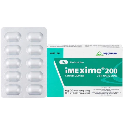 Thuốc Imexime 200 Imexpharm điều trị nhiễm khuẩn đường tiết niệu, viêm thận - bể thận (2 vỉ x 10 viên)