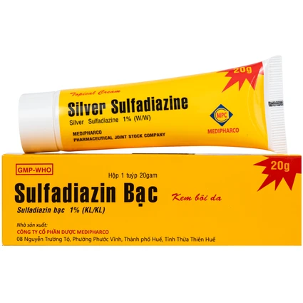 Thuốc Kem Bôi Da Sulfadiazin Bạc 1% Medipharco phòng ngừa và điều trị nhiễm khuẩn trong phỏng độ hai, độ ba (20g)