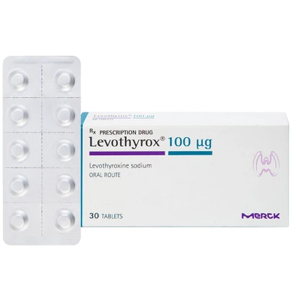 Thuốc Levothyrox 100µg Merck điều trị bướu giáp, suy giáp, ung thư giáp (3 vỉ x 10 viên)