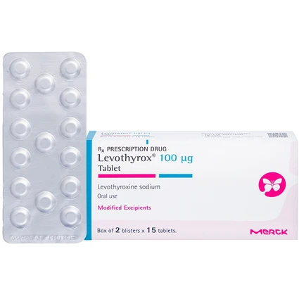 Thuốc Levothyrox 100µg Merck điều trị bướu giáp, suy giáp, ung thư giáp (2 vỉ x 15 viên)
