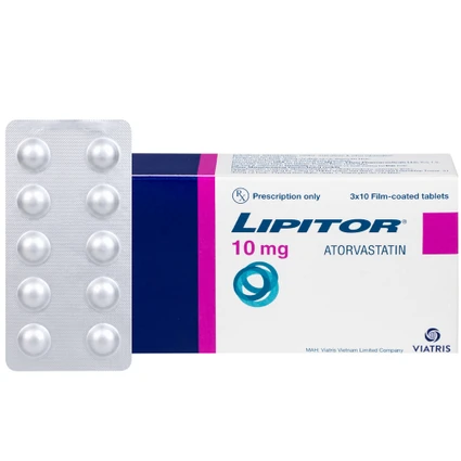 Thuốc Lipitor 10mg Viatris điều trị tăng cholesterol toàn phần (3 vỉ x 10 viên) 