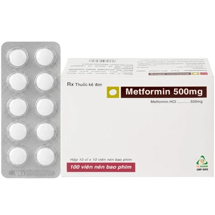 Thuốc Metformin 500mg TV Pharm điều trị đái tháo đường (10 vỉ x 10 viên)