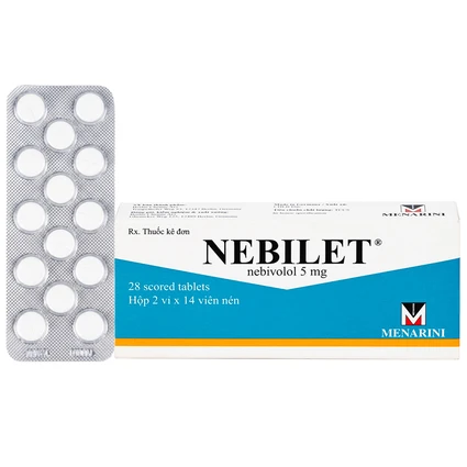 Thuốc Nebilet Nebivolol 5mg Menarini điều trị tăng huyết áp và suy tim mạn tính (2 vỉ x 14 viên)