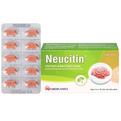 Thuốc Neucitin 120mg Mediplantex điều trị mất trí nhớ ngắn hạn (6 vỉ x 10 viên)