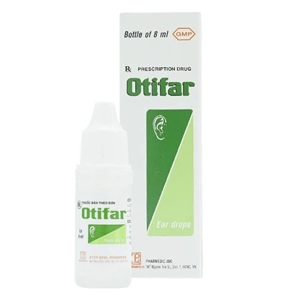 Thuốc nhỏ tai Otifar Pharmedic điều trị nhiễm khuẩn do viêm tai ngoài, viêm tai giữa cấp xung huyết (8ml)