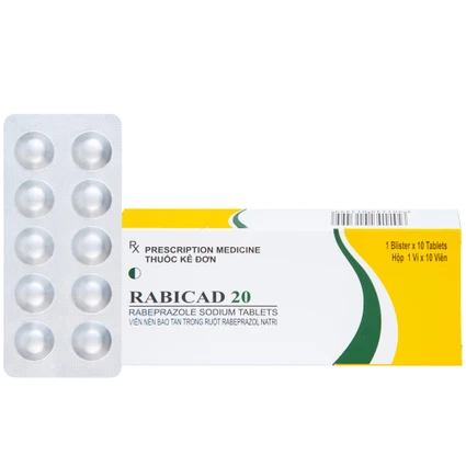 Thuốc Rabicad 20 Cadila điều trị viêm loét dạ dày, tá tràng (1 vỉ x 10 viên)