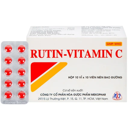 Thuốc Rutin-Vitamin C Mekophar hỗ trợ điều trị các hội chứng chảy máu, xơ cứng (10 vỉ x 10 viên)