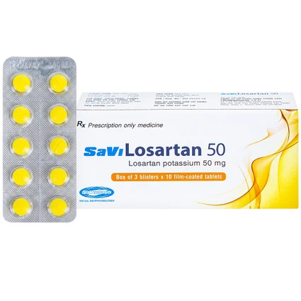 Thuốc Savi Losartan 50 điều trị tăng huyết áp nguyên phát (3 vỉ x 10 viên)