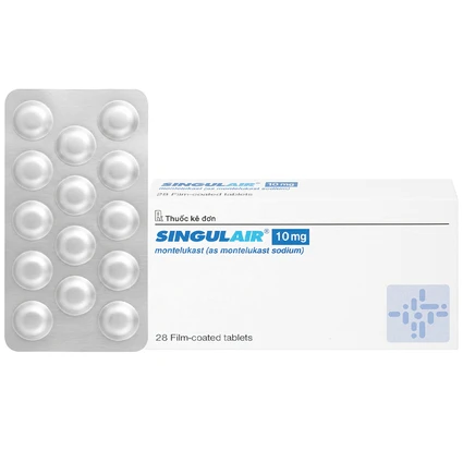 Thuốc Singulair 10mg Organon Pharma điều trị hen dai dẳng từ nhẹ đến trung bình (2 vỉ x 14 viên)