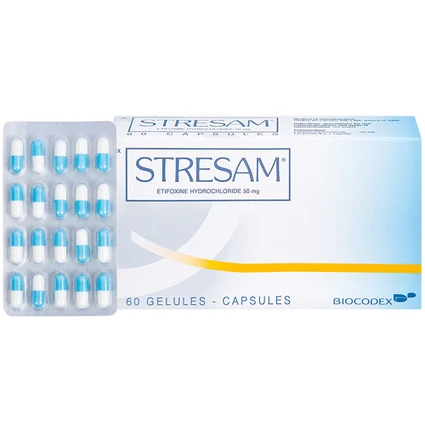 Thuốc Stresam Biocodex điều trị các biểu hiện dạng tâm thể của lo âu (3 vỉ x 20 viên)