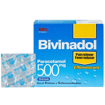 Thuốc sủi bọt Bivinadol 500mg BRV giảm đau, hạ sốt (4 vỉ x 4 viên)