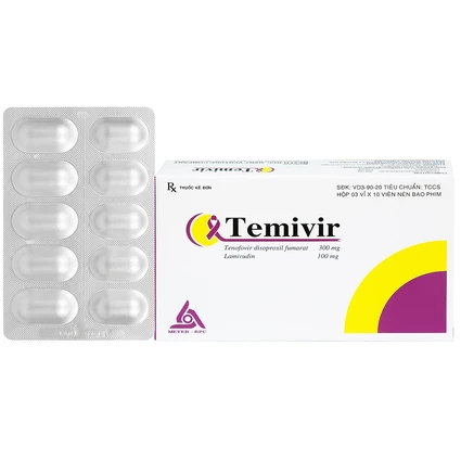 Thuốc Temivir Meyer - BPC hỗ trợ điều trị nhiễm HIV-I hoặc điều trị viêm gan B mạn tính (3 vỉ x 10 viên)
