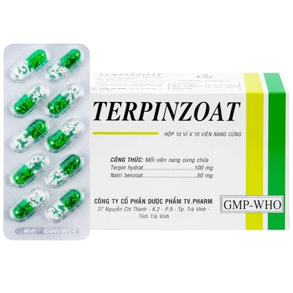 Thuốc Terpinzoat TV.PHARM làm loãng đờm và điều trị các triệu chứng ho (10 vỉ x 10 viên)