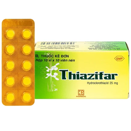 Thuốc Thiazifar Pharmedic điều trị suy tim, tăng huyết áp (10 vỉ x 10 viên) 