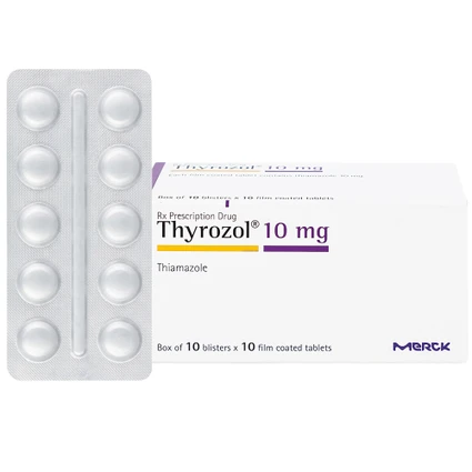 Thuốc Thyrozol 10mg Merck điều trị cường giáp (10 vỉ x 10 viên)