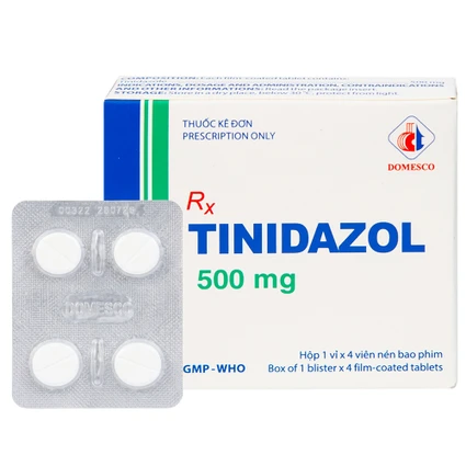 Thuốc Tinidazol 500mg Domesco dự phòng nhiễm khuẩn sau phẫu thuật (1 vỉ x 4 viên)