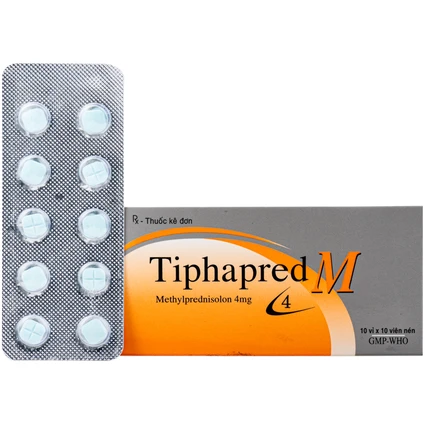 Thuốc Tiphapred M 4mg Tipharco điều trị viêm khớp dạng thấp, lupus ban đỏ, hen phế quản và các bệnh dị ứng nặng (10 vỉ 10 viên)