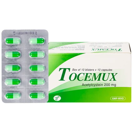 Thuốc Tocemux điều trị tiêu chất nhầy, bệnh lý hô hấp có đờm (10 vỉ x 10 viên)