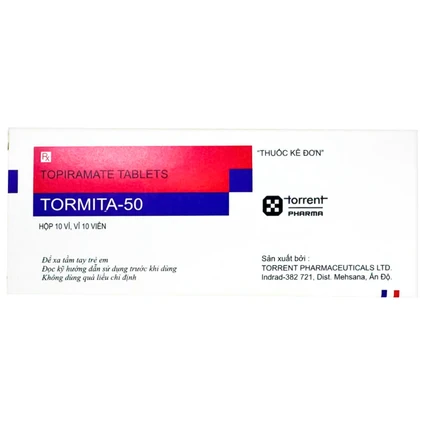 Thuốc Tormita 50mg Torrent điều trị đơn độc hoặc hỗ trợ cơn động kinh khởi phát cục bộ hoặc có cơn động kinh toàn thể có co cứng, giật rung, phòng ngừa đau nửa đầu (10 vỉ x 10 viên)