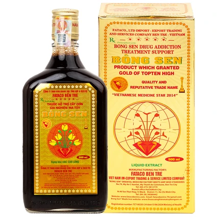 Thuốc nước uống Bông Sen 500ml Fataco hỗ trợ cắt cơn cai nghiện ma túy (4 chai)