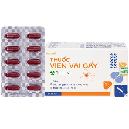 Viên vai gáy Abipha giảm đau nhức vai gáy, cơ xương khớp, tăng cường lưu thông khí huyết (3 vỉ x 10 viên)